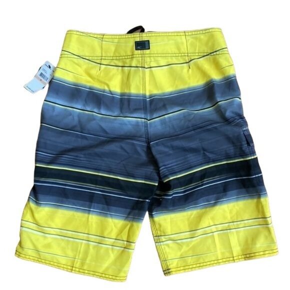 ONeill Mens 28 Yellow & Gray Striped Boardshorts With Pocket - Picture 3 of 7